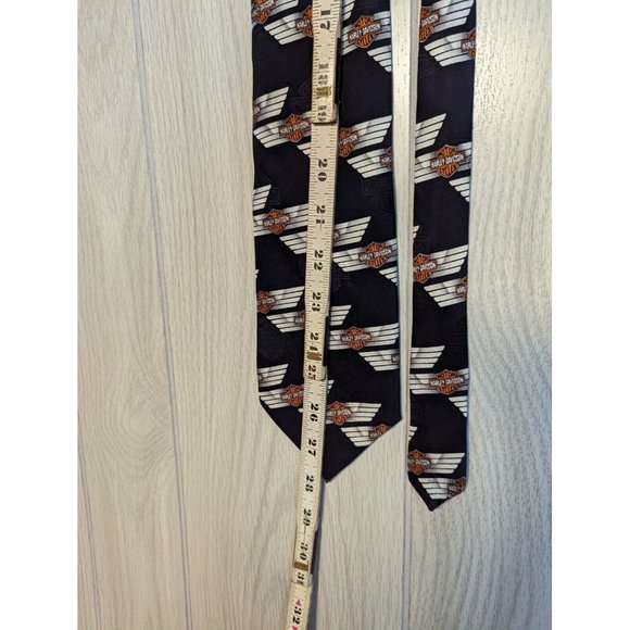 Mens RM Ralph Marlin Style 1996 Harley Davidson NeckTie Black Orange Logo Graphi - Picture 4 of 4